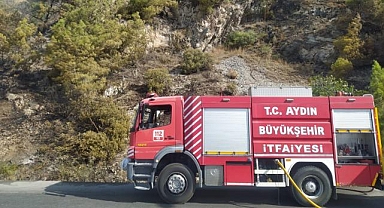 Aydın Büyükşehir Belediyesi İtfaiyesi, Söke'de ormanlık alanda çıkan yangını hızlı müdahale ile büyümeden söndürdü