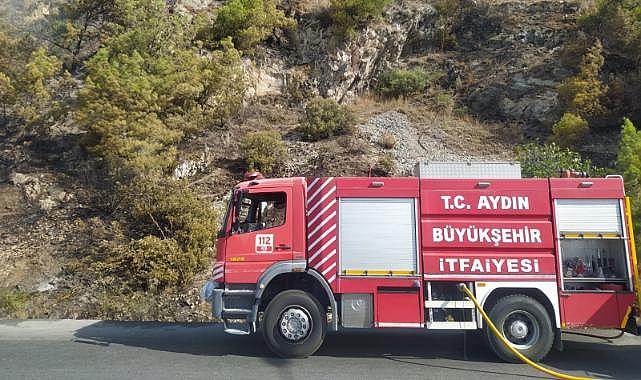 Aydın Büyükşehir Belediyesi İtfaiyesi, Söke'de ormanlık alanda çıkan yangını hızlı müdahale ile büyümeden söndürdü