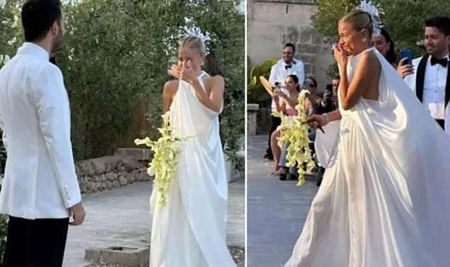 Mutluluk gözyaşı döktü: Burcu Esmersoy İtalya'da evlendi